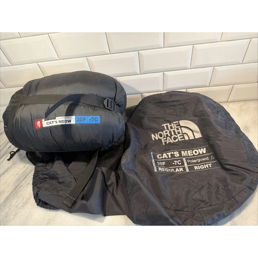North Face Cat's Meow 20F -7C Mummy Sleeping Bag Blue With‎ Black Bag Regular
